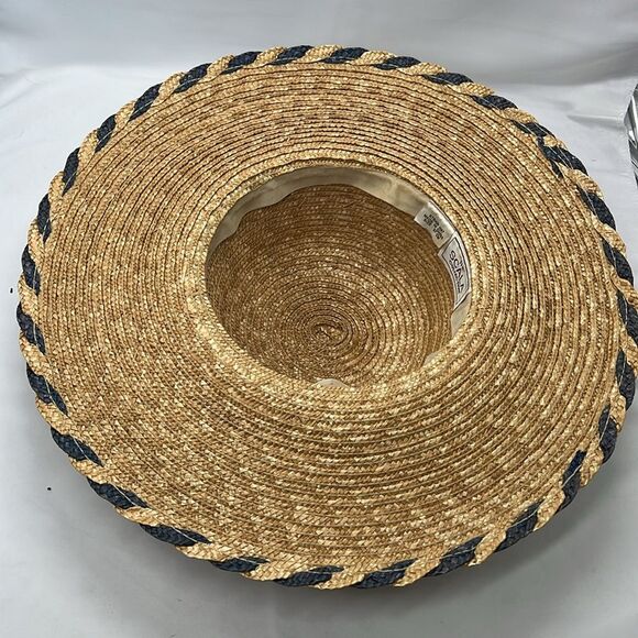 Brown and Black Scala Wide Brim Straw Hat with Bow - Picture 4 of 6